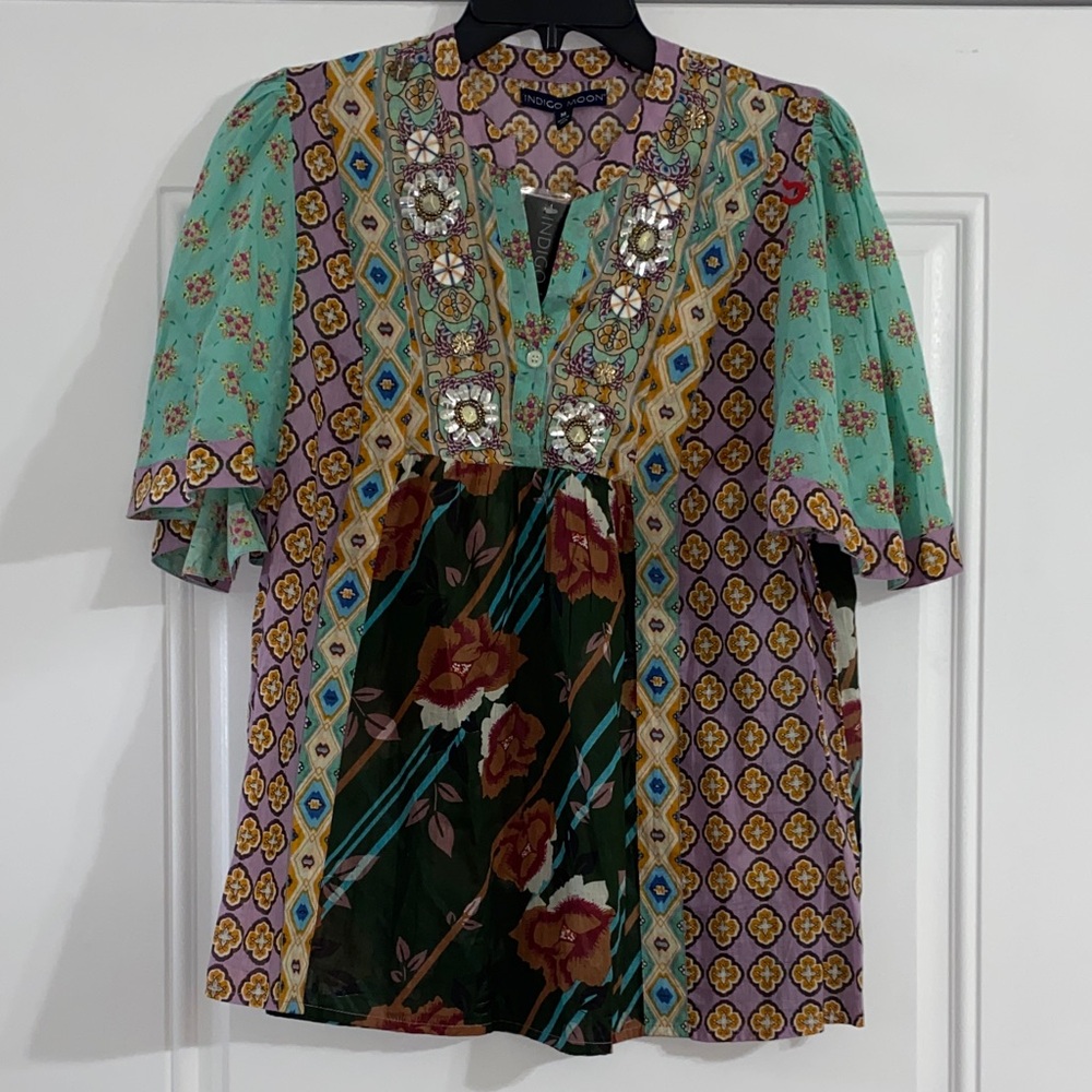 Indigo Moon Floral Blouse